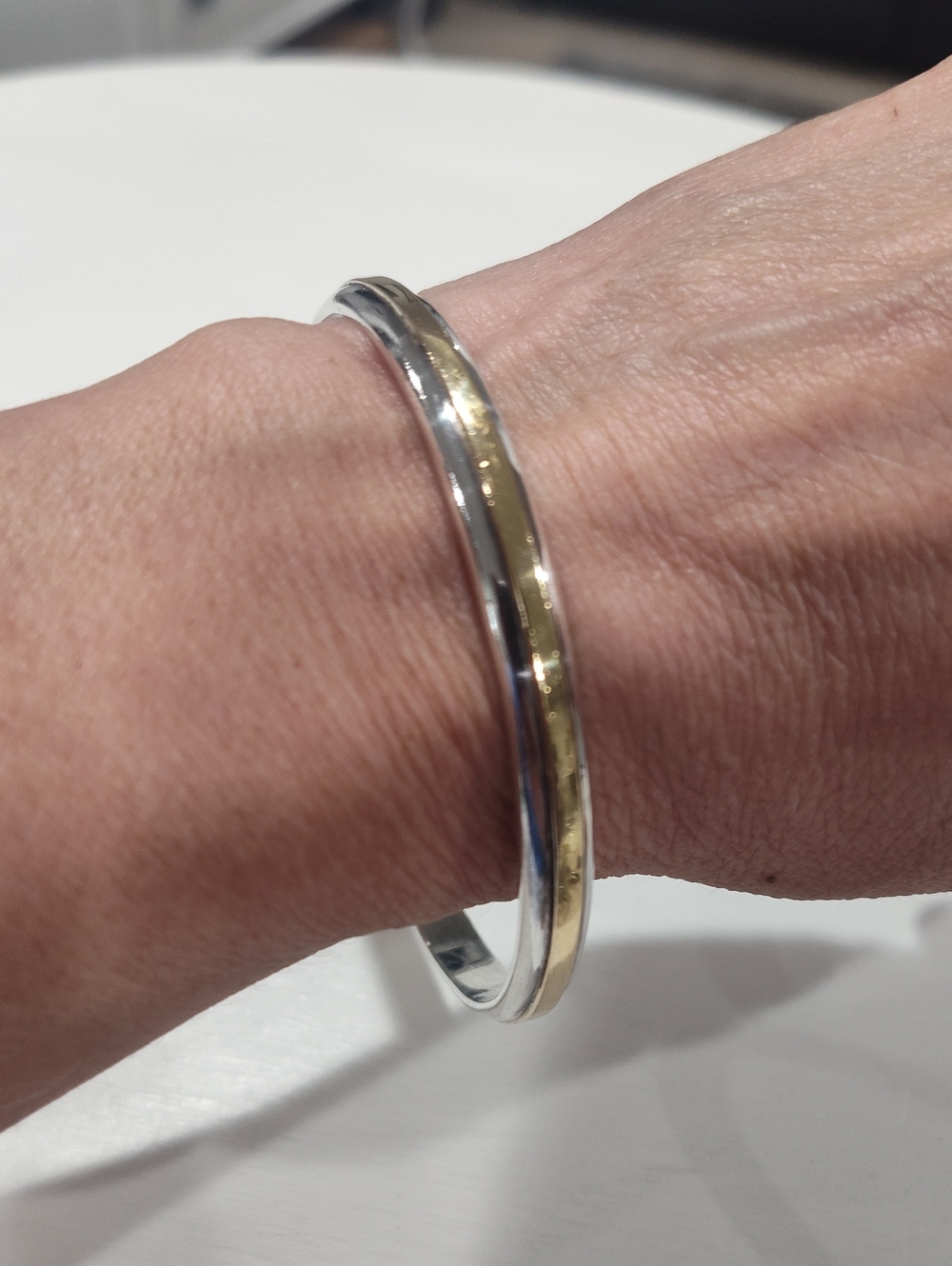 Two-Tone Sterling Silver & 18k Gold Women's Bangle Bracelet